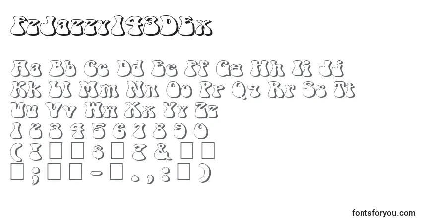 Schriftart FzJazzy143DEx – Alphabet, Zahlen, spezielle Symbole