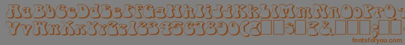 FzJazzy143DExフォントについての詳細 フォントFzJazzy143DEx – 茶色の文字が灰色の背景にあります。