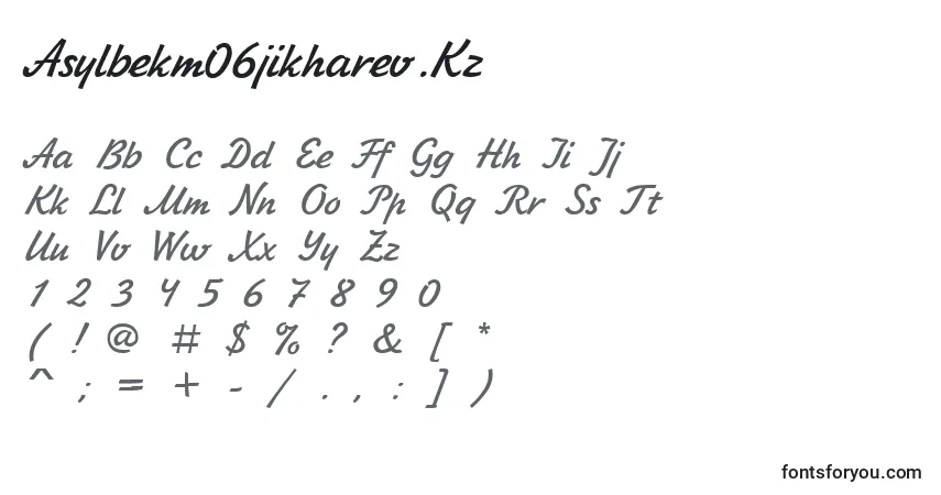Schriftart Asylbekm06jikharev.Kz – Alphabet, Zahlen, spezielle Symbole