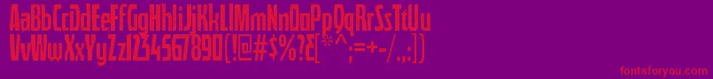 フォントQuasixRegular – 紫の背景に赤い文字