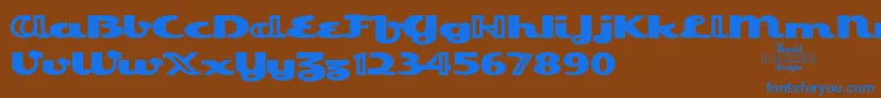 EsquivelTrial-Schriftart – Blaue Schriften auf braunem Hintergrund