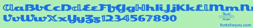 EsquivelTrial-Schriftart – Blaue Schriften auf grünem Hintergrund