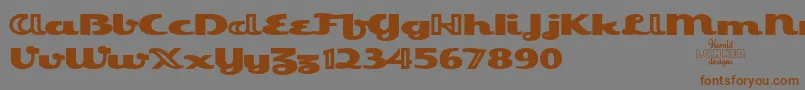 フォントEsquivelTrial – 茶色の文字が灰色の背景にあります。