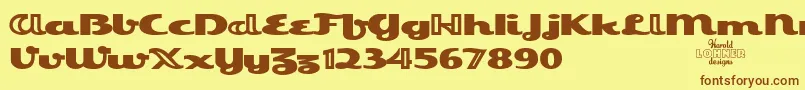 フォントEsquivelTrial – 茶色の文字が黄色の背景にあります。