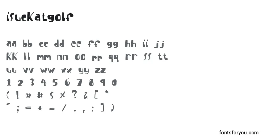 Schriftart ISuckAtGolf – Alphabet, Zahlen, spezielle Symbole