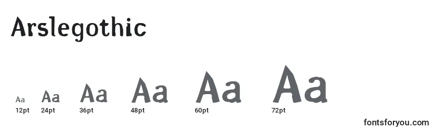 Arslegothic Font Sizes