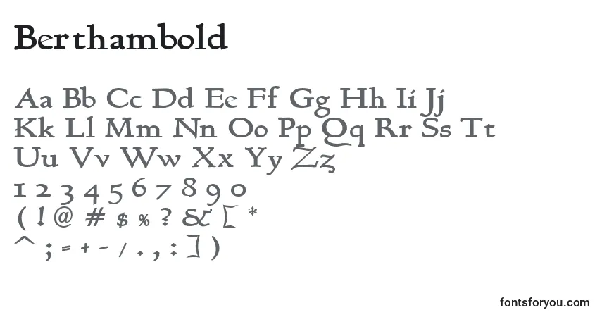 Czcionka Berthambold – alfabet, cyfry, specjalne znaki