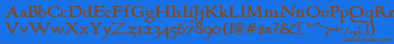 フォントBerthambold – 茶色の文字が青い背景にあります。