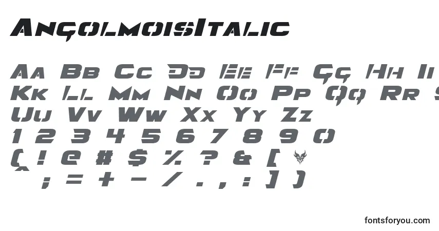 Шрифт AngolmoisItalic – алфавит, цифры, специальные символы