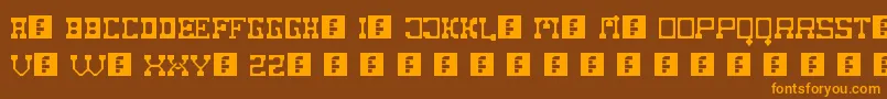 FatCowboy-Schriftart – Orangefarbene Schriften auf braunem Hintergrund