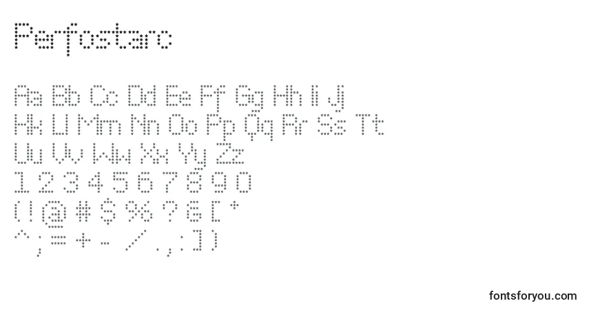 Schriftart Perfostarc – Alphabet, Zahlen, spezielle Symbole