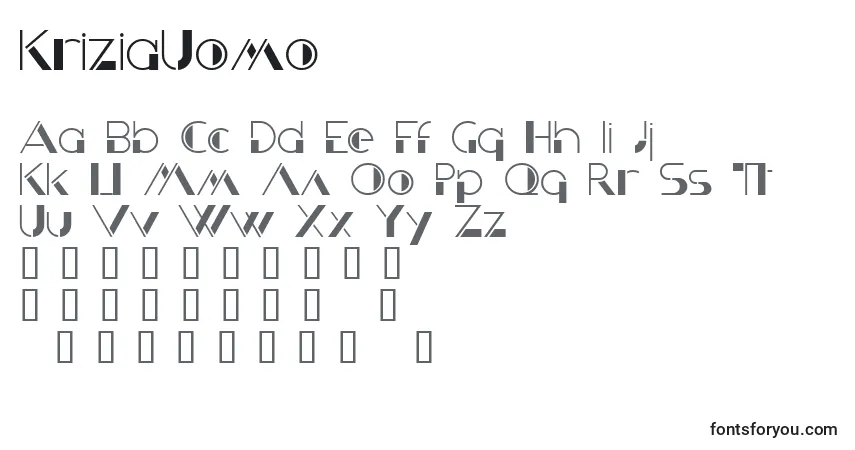 Czcionka KriziaUomo – alfabet, cyfry, specjalne znaki