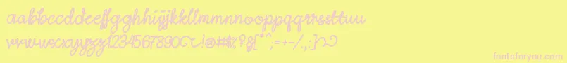 LightheartScript Font – Pink Fonts on Yellow Background