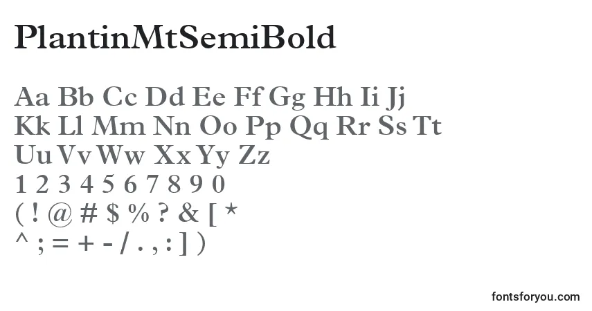 A fonte PlantinMtSemiBold – alfabeto, números, caracteres especiais
