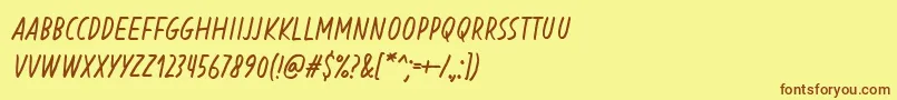 En savoir plus sur la police BlessingInDisguiseRegularItalic Police BlessingInDisguiseRegularItalic – polices brunes sur fond jaune