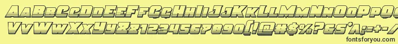 Justicechrome-Schriftart – Schwarze Schriften auf gelbem Hintergrund