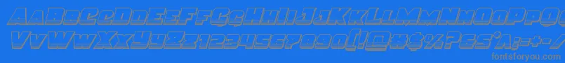 Justicechrome-fontti – harmaat kirjasimet sinisellä taustalla