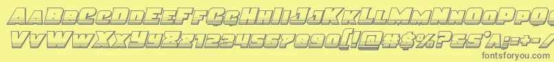 Justicechrome-fontti – harmaat kirjasimet keltaisella taustalla