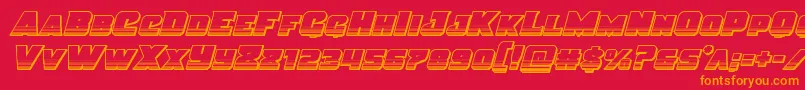 フォントJusticechrome – 赤い背景にオレンジの文字