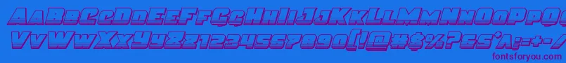 Justicechrome Font – Purple Fonts on Blue Background