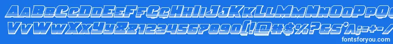 Justicechrome-fontti – valkoiset fontit sinisellä taustalla