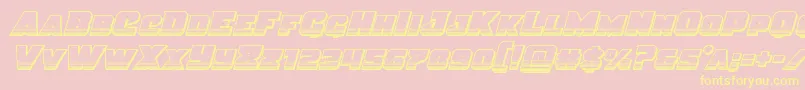 Fonte Justicechrome – fontes amarelas em um fundo rosa