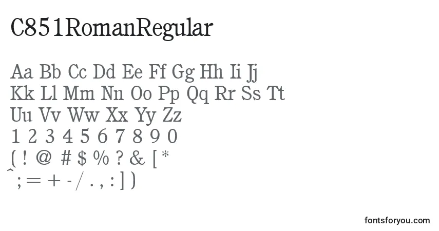 Schriftart C851RomanRegular – Alphabet, Zahlen, spezielle Symbole