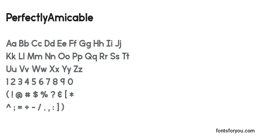 Czcionka PerfectlyAmicable – alfabet, cyfry, specjalne znaki