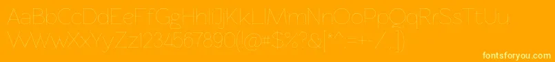Rawengulkultralight-Schriftart – Gelbe Schriften auf orangefarbenem Hintergrund