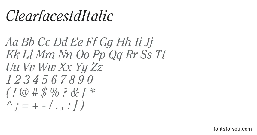 Fuente ClearfacestdItalic - alfabeto, números, caracteres especiales