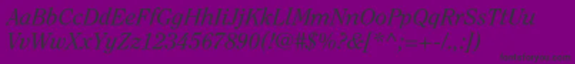 ClearfacestdItalic-fontti – mustat fontit violetilla taustalla