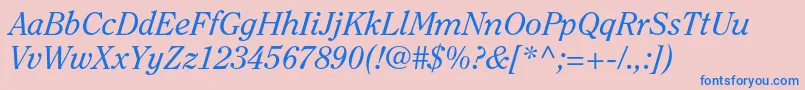 ClearfacestdItalic-fontti – siniset fontit vaaleanpunaisella taustalla