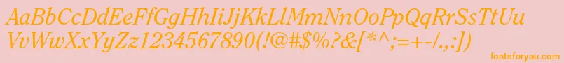 ClearfacestdItalic-fontti – oranssit fontit vaaleanpunaisella taustalla