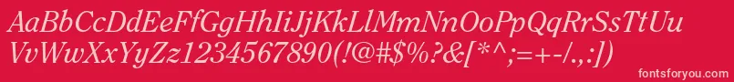 ClearfacestdItalic-fontti – vaaleanpunaiset fontit punaisella taustalla