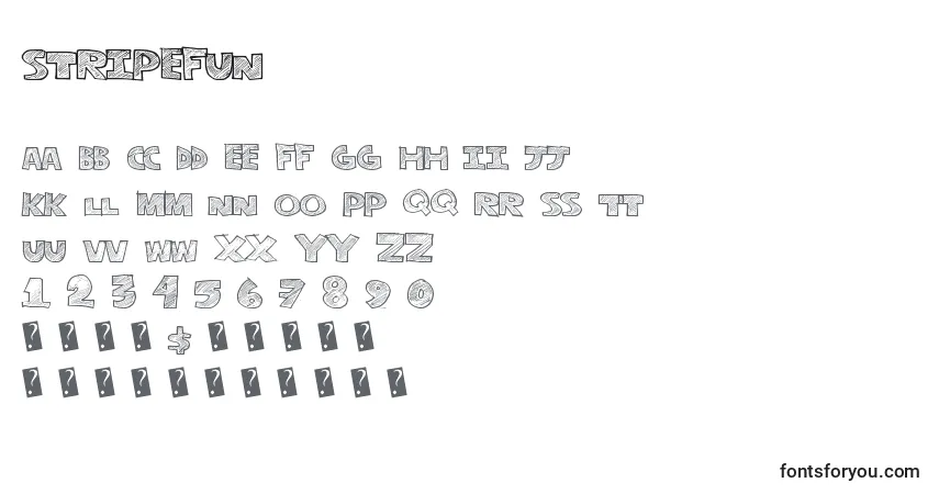 Czcionka Stripefun – alfabet, cyfry, specjalne znaki
