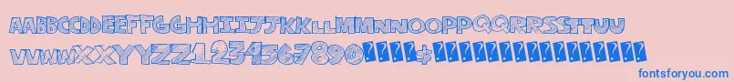 Stripefun-Schriftart – Blaue Schriften auf rosa Hintergrund