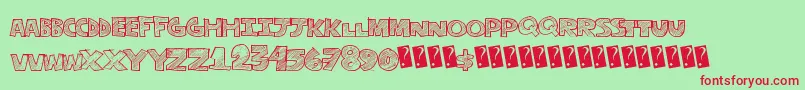 Stripefun-Schriftart – Rote Schriften auf grünem Hintergrund