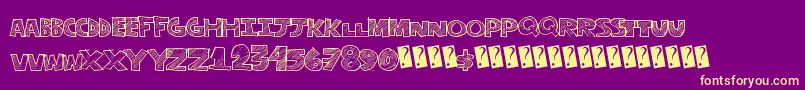 Stripefun-Schriftart – Gelbe Schriften auf violettem Hintergrund