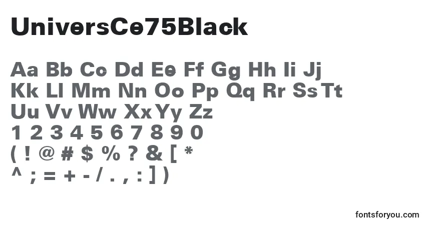 Schriftart UniversCe75Black – Alphabet, Zahlen, spezielle Symbole