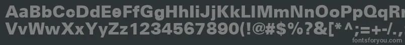 UniversCe75Black-fontti – harmaat kirjasimet mustalla taustalla