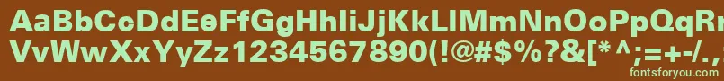 フォントUniversCe75Black – 緑色の文字が茶色の背景にあります。
