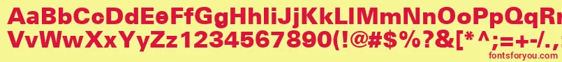 フォントUniversCe75Black – 赤い文字の黄色い背景