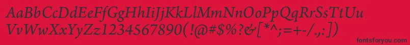 ArnoproItalic10pt Font – Black Fonts on Red Background