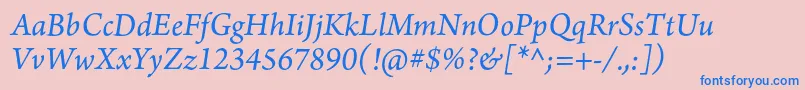 ArnoproItalic10pt Font – Blue Fonts on Pink Background