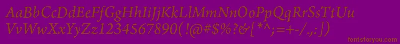 ArnoproItalic10pt Font – Brown Fonts on Purple Background