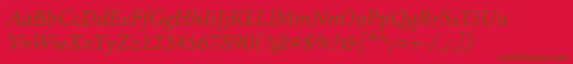 Czcionka ArnoproItalic10pt – brązowe czcionki na czerwonym tle