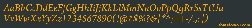 ArnoproItalic10pt Font – Orange Fonts on Black Background