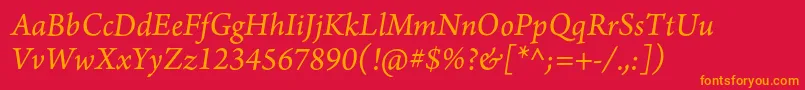 ArnoproItalic10pt Font – Orange Fonts on Red Background