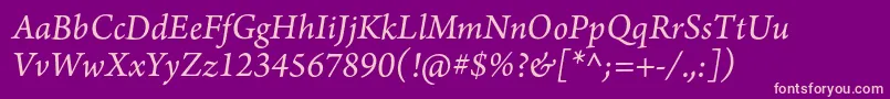 ArnoproItalic10pt Font – Pink Fonts on Purple Background