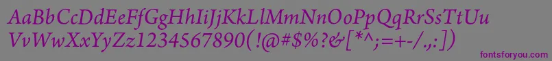 Шрифт ArnoproItalic10pt – фиолетовые шрифты на сером фоне